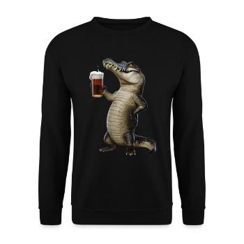 Krokodil Bier - Unisex Pullover - Schwarz - Vorne - Alina (178cm) & Michal (187cm)