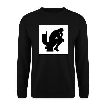Thinker on the toilet - Unisex Sweatshirt - black - Front - Alina (178cm) & Michal (187cm)