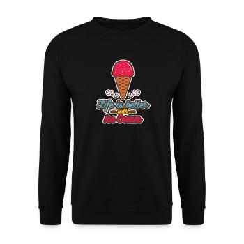 Das Leben ist besser mit Eiscreme - Unisex Pullover - Schwarz - Vorne - Alina (178cm) & Michal (187cm)