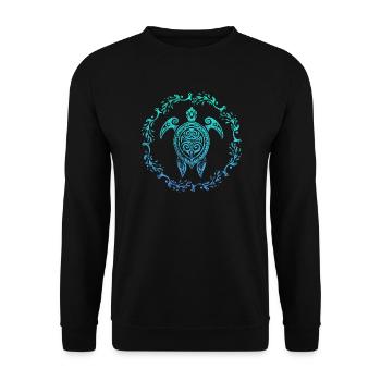 Schildkröte Mandala Meer Thailand Geschenk - Unisex Pullover - Schwarz - Vorne - Alina (178cm) & Michal (187cm)