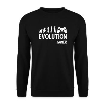1 Evolution Gamer - Zocker - Konsole - Unisex Pullover - Schwarz - Vorne - Alina (178cm) & Michal (187cm)