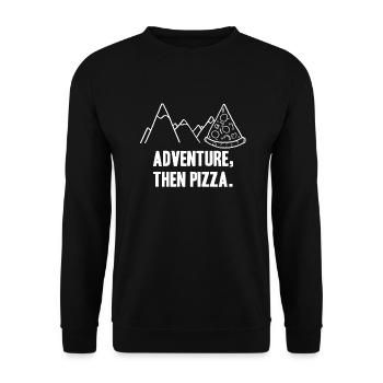 Adventure Pizza -Wandern, Klettern, Natur, Outdoor - Unisex Pullover - Schwarz - Vorne - Alina (178cm) & Michal (187cm)