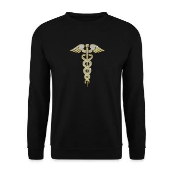 Caduceus (Doctor) Jewelry Chain Pendant Bling Bling - Unisex Sweatshirt - black - Front - Alina (178cm) & Michal (187cm)