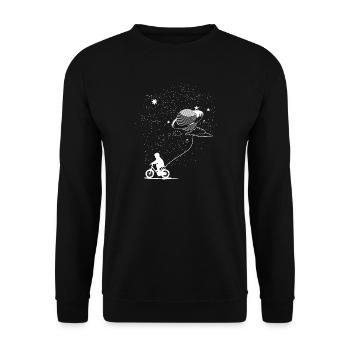 Fahrrad fahren mit einem Planeten - Unisex Pullover - Schwarz - Vorne - Alina (178cm) & Michal (187cm)