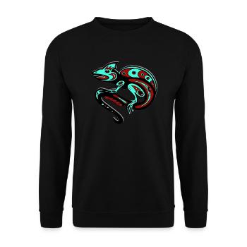 Tribal Chameleon animal reptiel kids gift idea - Unisex Sweatshirt - black - Front - Alina (178cm) & Michal (187cm)