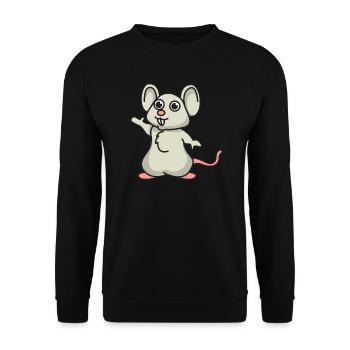 Maus Comic Mäuse Geschenk Haustier Tier niedlich - Unisex Pullover - Schwarz - Vorne - Alina (178cm) & Michal (187cm)