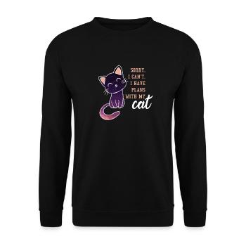 Sweet kitten moonlight cat gift - Unisex Sweatshirt - black - Front - Alina (178cm) & Michal (187cm)