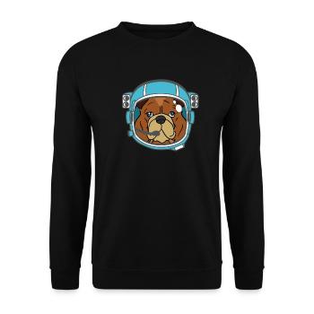 Bulldog Bulldogge Austronaut Hund Geschenk - Unisex Pullover - Schwarz - Vorne - Alina (178cm) & Michal (187cm)