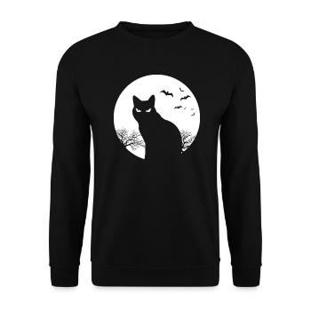 Cat Halloween Moon Gift Pet Cats - Unisex Sweatshirt - black - Front - Alina (178cm) & Michal (187cm)