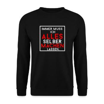 SELBER MACHEN, GESCHENK - Unisex Pullover - Schwarz - Vorne - Alina (178cm) & Michal (187cm)