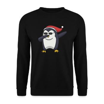 Pinguin dabbing Weihnachten Geschenk Hip Hop cool - Unisex Pullover - Schwarz - Vorne - Alina (178cm) & Michal (187cm)
