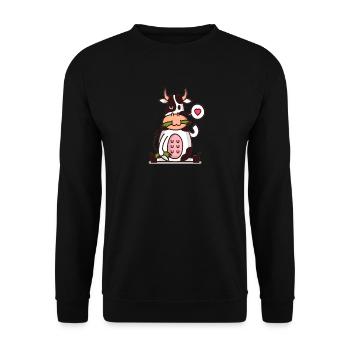 Kühe Cartoon Comic Kuh - Unisex Pullover - Schwarz - Vorne - Alina (178cm) & Michal (187cm)