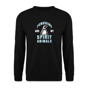 Pinguine Pinguin Cartoon - Unisex Pullover - Schwarz - Vorne - Alina (178cm) & Michal (187cm)