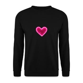 Pinkes Neon Herz Frauen T Shirt Party Geschenk - Unisex Pullover - Schwarz - Vorne - Alina (178cm) & Michal (187cm)