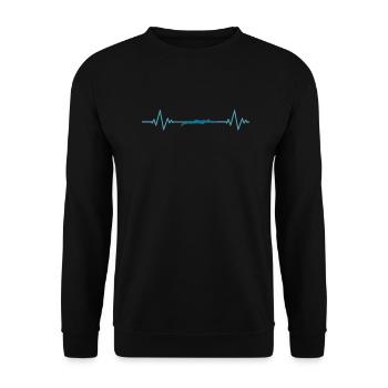 Swimmer and heartbeat Swimmer swimming - Unisex Sweatshirt - black - Front - Alina (178cm) & Michal (187cm)