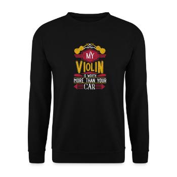 Lustig Streichinstrument Geigenbauer Geschenk - Unisex Pullover - Schwarz - Vorne - Alina (178cm) & Michal (187cm)