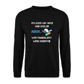 Krankenpfleger mit Herz und Seele - Altenpfleger - Unisex Pullover - Schwarz - Vorne - Alina (178cm) & Michal (187cm)