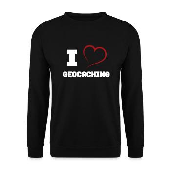 I love geocaching - Unisex Sweatshirt - black - Front - Alina (178cm) & Michal (187cm)