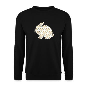 Hase Vintage Blumenmuster Retro Tier Shirt - Unisex Pullover - Schwarz - Vorne - Alina (178cm) & Michal (187cm)