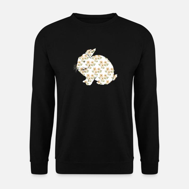 Hase Vintage Blumenmuster Retro Tier Shirt - Unisex Pullover - Schwarz