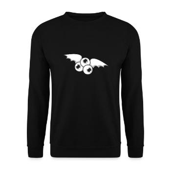 Fledermaus Ungeheuer Halloween Geschenk Augen - Unisex Pullover - Schwarz - Vorne - Alina (178cm) & Michal (187cm)
