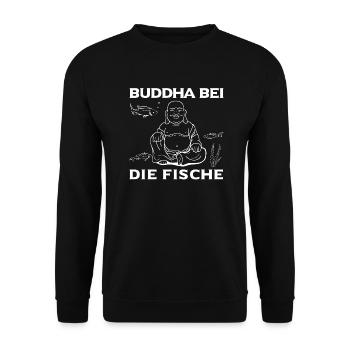 Buddha bei die Fische - Unisex Pullover - Schwarz - Vorne - Alina (178cm) & Michal (187cm)