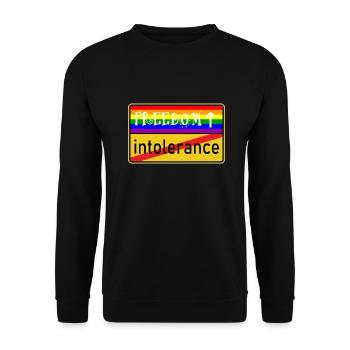 Freiheit & Vielfalt Regenbogen - Unisex Pullover - Schwarz - Vorne - Alina (178cm) & Michal (187cm)