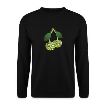 Kiwi Kirschen fruchtiges Design Geschenkidee - Unisex Pullover - Schwarz - Vorne - Alina (178cm) & Michal (187cm)