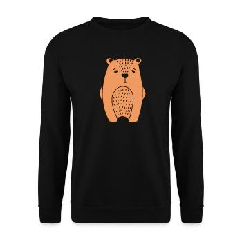 brown cute bear Illustration Gift Men Women - Unisex Pullover - Schwarz - Vorne - Alina (178cm) & Michal (187cm)