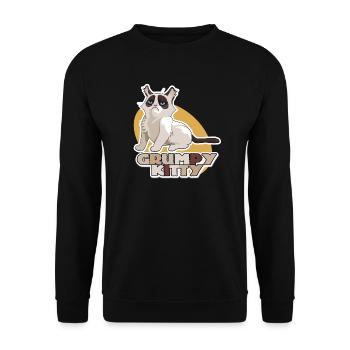 Grumpy Kitty Shirt - Unisex Sweatshirt - black - Front - Alina (178cm) & Michal (187cm)