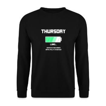 Funny Charging Battery Thursday Hommes Femmes Kids - Sweat-shirt Unisexe - noir - Devant - Alina (178cm) & Michal (187cm)
