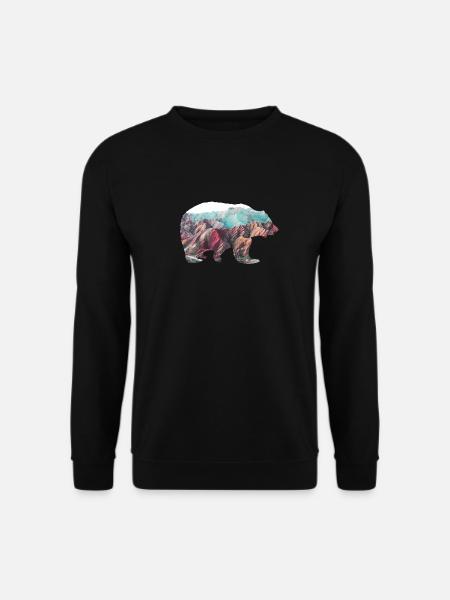 Fond de montagnes de montagnes de l'ours Idée de cadeau - Sweat-shirt Unisexe - noir