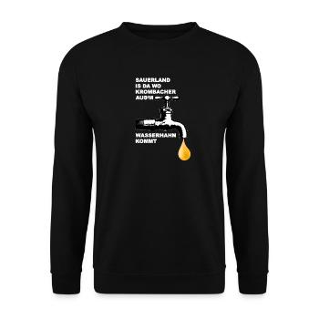 KROMBACHER AUS DEM WASSERHAHN IM SAUERLAND - Unisex Pullover - Schwarz - Vorne - Alina (178cm) & Michal (187cm)