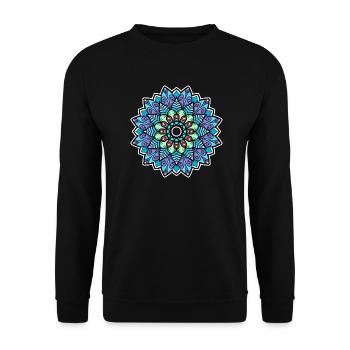 Mandala Blüte - Unisex Pullover - Schwarz - Vorne - Alina (178cm) & Michal (187cm)