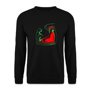 Herz Design cool grün rot Kunst Geschenk Idee - Unisex Pullover - Schwarz - Vorne - Alina (178cm) & Michal (187cm)