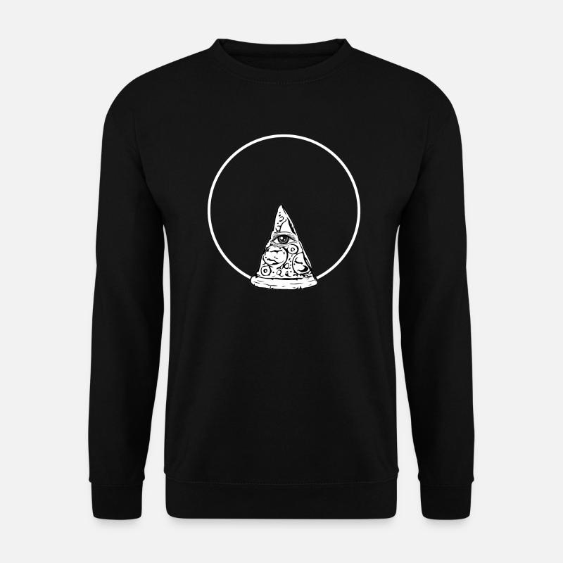 All sehendes Auge Pizza (weißer Druck) - Unisex Pullover - Schwarz