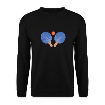 LUSTIGES TISCHTENNIS SHIRT GESCHENK FÜR SPIELER - Unisex Pullover - Schwarz - Vorne - Alina (178cm) & Michal (187cm)