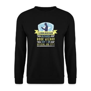 Bibliothek Bibliothekar Geschenk Lustig - Unisex Pullover - Schwarz - Vorne - Alina (178cm) & Michal (187cm)