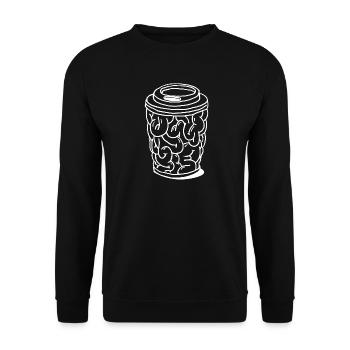 Brain to Go Gehirn Kaffeebecher Geschenk - Unisex Pullover - Schwarz - Vorne - Alina (178cm) & Michal (187cm)