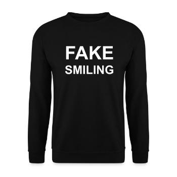 Fake Smiling - Smile, Laughter, Gift - Unisex Sweatshirt - black - Front - Alina (178cm) & Michal (187cm)