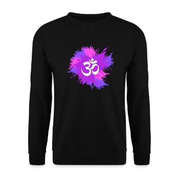 Color blot with Om symbol - Unisex Sweatshirt - black - Front - Alina (178cm) & Michal (187cm)