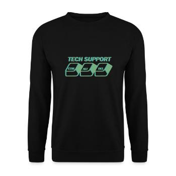 Lustig STR ALT ENTF DEL Kundenservice Mitarbeiter - Unisex Pullover - Schwarz - Vorne - Alina (178cm) & Michal (187cm)