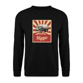 Nilpferde Flusspferde Hippos Hippopotamus Geschenk - Unisex Pullover - Schwarz - Vorne - Alina (178cm) & Michal (187cm)