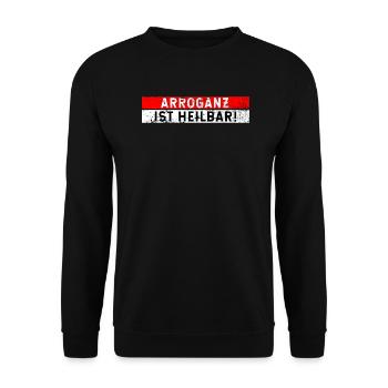 Arroganz ist heilbar - Unisex Pullover - Schwarz - Vorne - Alina (178cm) & Michal (187cm)