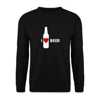 I love beer beer beer bottle heart - Unisex Sweatshirt - black - Front - Alina (178cm) & Michal (187cm)