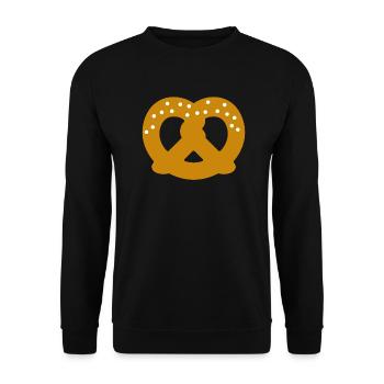 Brezel Geschenk - Unisex Pullover - Schwarz - Vorne - Alina (178cm) & Michal (187cm)