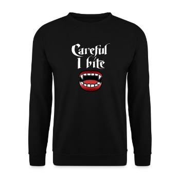 Halloween Vampir Beißen - Unisex Pullover - Schwarz - Vorne - Alina (178cm) & Michal (187cm)