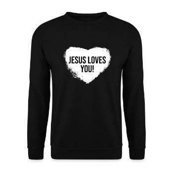 Jésus vous aime coeur Bible cadeau chrétien - Sweat-shirt Unisexe - noir - Devant - Alina (178cm) & Michal (187cm)