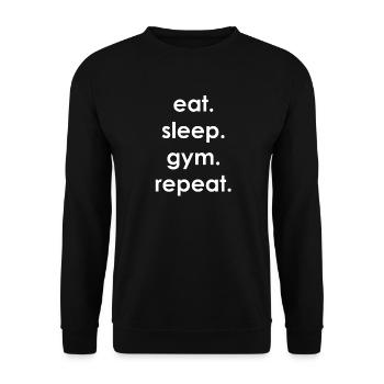 EAT SLEEP GYM REPEAT Fitness Shirt cadeau Idée - Sweat-shirt Unisexe - noir - Devant - Alina (178cm) & Michal (187cm)