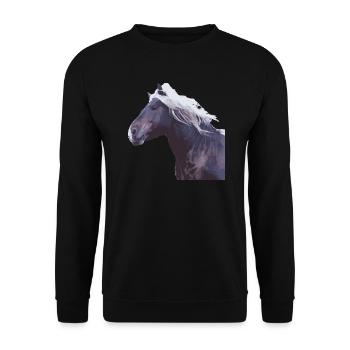 cheval sang froid crinière tête de cheval photo cadeau réel - Sweat-shirt Unisexe - noir - Devant - Alina (178cm) & Michal (187cm)